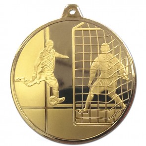 50mm Gold Striker & Goal Football Glacier Medal