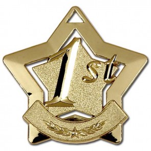 60mm Gold Finish Mini Star 1St Place Medal
