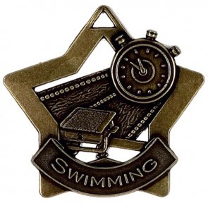 60mm Bronze Mini Star Swimming Medal