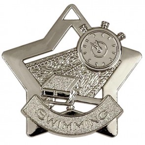 60mm Silver Mini Star Swimming Medal