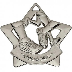 60mm Silver Mini Star Running Medal