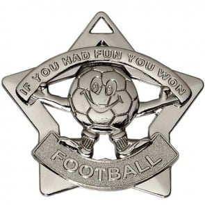 60mm Mini Star Football Silver Medal