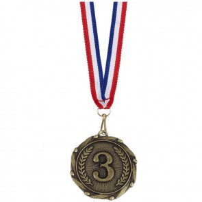 45mm Gold Number 3 Wreath Combo Medal