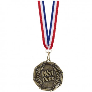 45mm Gold Well Done Wreath Combo Medal