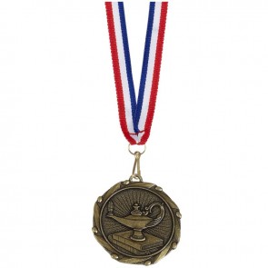 45mm Gold Lamp & Books Wreath School Combo Medal