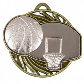 50mm Silver Ball & Net Basketball Vortex Medal