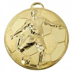 60mm Gold Detailed Player on Ball Football Helix Medal