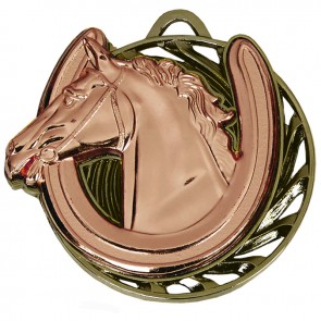 50mm Bronze Horse Head & Shoe Horse Riding Vortex Medal