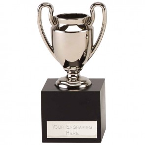 6 Inch Silver Finish Cast Metal Quantum Trophy Cup