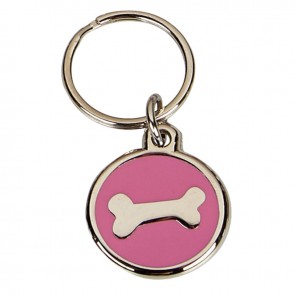 22mm Dogs Bone on Pink Pets Companion Pet Tag