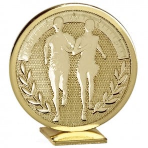 60mm Free Standing Gold Running Global Medal