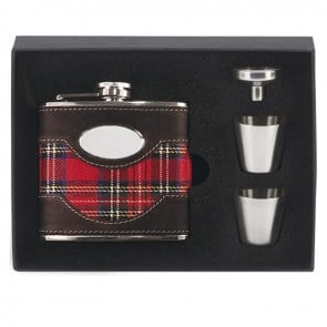 6oz Tartan Flask with two cups Vision Drinking Set