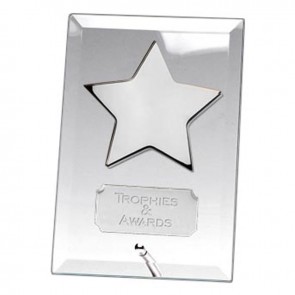 7 Inch Silver Star Crest Glass Plaque