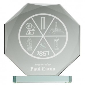 6 Inch Octagonal Diamond Edge Heavyweight Jade Glass Award