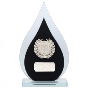 8 Inch Black & Clear Drop Faith Glass Award
