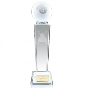 7 Inch Lasered Triangle and Cues Snooker & Pool Unite Crystal Award