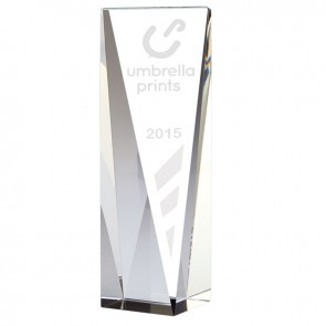6 Inch Tall Angled Front Block Vantage Optical Crystal Award