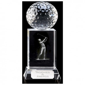 6 Inch Lasered Swing Inlay Golf Mercury Optical Crystal Award