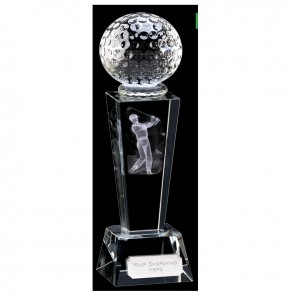 7 Inch Lasered Swing Inlay Golf Unite Optical Crystal Award