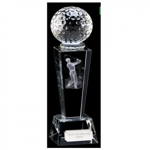 9 Inch Lasered Swing Inlay Golf Unite Optical Crystal Award