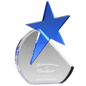 6 Inch Aquamarine Star Optical Crystal Award