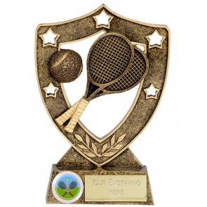 6 Inch Crossed Rackets & Ball Tennis Shieldstar Shield Award