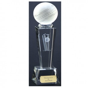 9 Inch Lasered Ball & Wicket Cricket Unite Crystal Award
