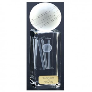 7 Inch Laser Detailed Ball & Wicket Cricket Saturn Crystal Award