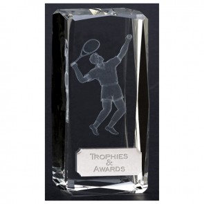 5 Inch Lasered Player Tennis Clarity Crystal Award