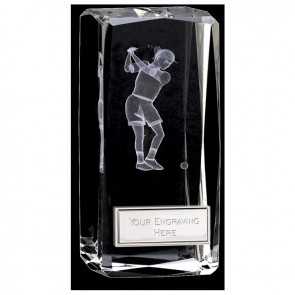 5 Inch Lasered Swing Inlay Golf Clarity Crystal Award