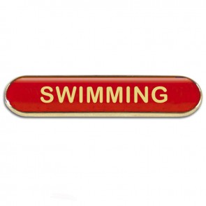  Red Swimming Rectangle School Metal Pin Badge