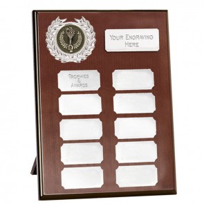 7 Inch Mahogany Effect with Silver Plates Westminster Plaque