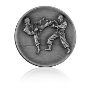 2 Inch Karate Silver Finish Medal
