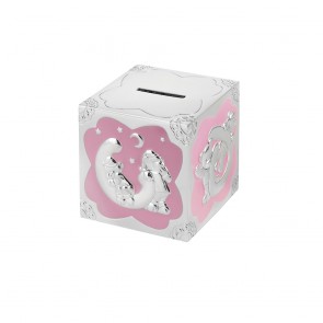 3 Inch Teddy Pattern Cube Christening Occasions Money Box