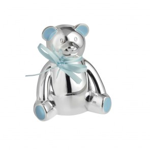 4 Inch Teddy Bear With Blue Bow Christening Occasions Money Box