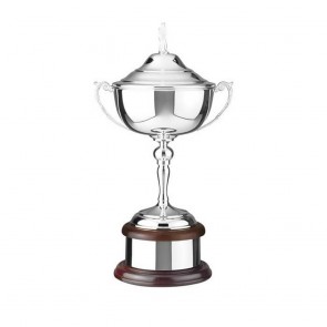 17 Inch High Stem & Golf Figurine Lid Golf Challenge Trophy Cup