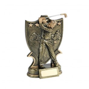 4.5 Inch Hand Painted Shield & Golfer Golf Golden Lion Award