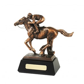 10 x 10 Inch Horse & Jockey Equestrian Resin Sculpture