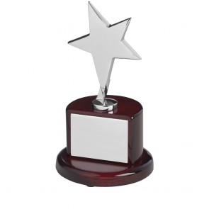 7 Inch Silver Finish In Brown Piano Wood Base Timezone Star Award