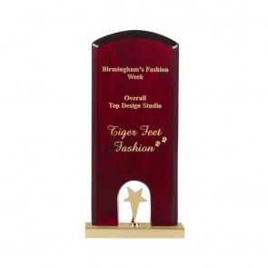 7 Inch Gold Star On High Gloss Wood & Metal Base Timezone Star Award