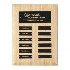 12 x 9 Inch Bamboo With 12 Brass Plates Victory Plaque