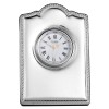 Sterling Silver Bead Border Mini Clock With Velvet Back
