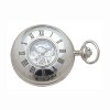 Chrome Spring Wound Pocket Watch And Chain