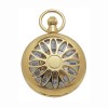Gold Plated Spring Wound Floral Caged Pocket Watch With Chain