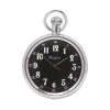 Chrome Black Face Spring Wound Pocket Watch With Chain