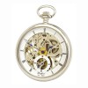 Chrome French Spring Wound Skeleton Pocket Watch With Chain