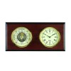 Rectangle Shaped Veneered Barometer And Clock