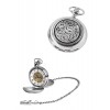 Chrome Celtic Swirl Spring Wound Skeleton Pocket Watch With Chain
