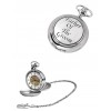 Chrome Grooms Father Spring Wound Skeleton Pocket Watch With Chain