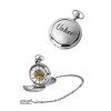 Chrome Usher Spring Wound Skeleton Pocket Watch With Chain